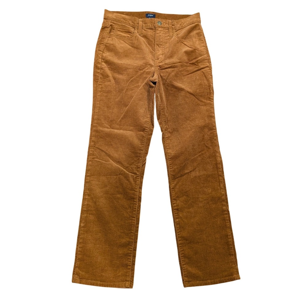J.CREW Corduroy Straight Leg Pants 27 Petite Mid Rise Saddle Brown Academia